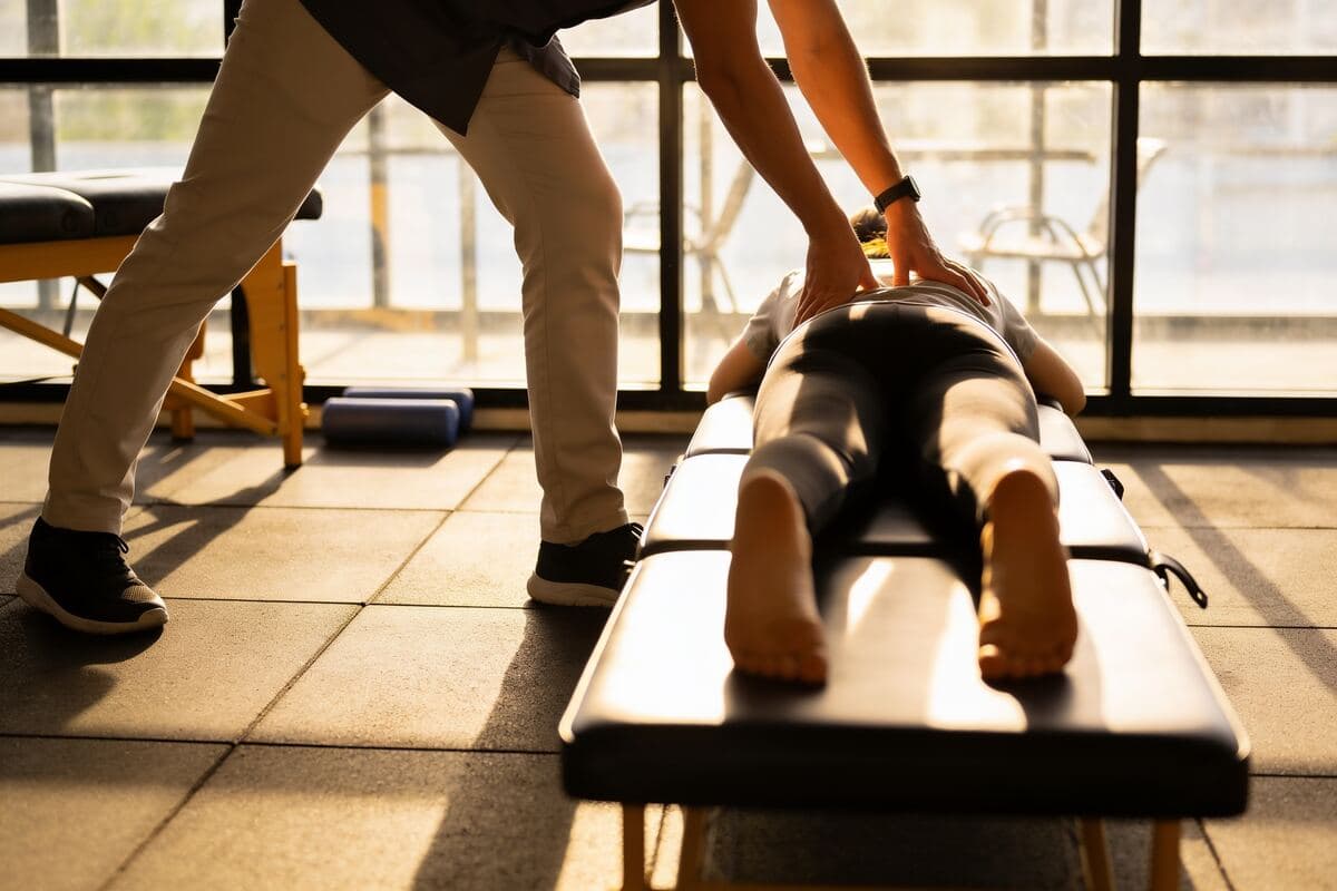 Hands-on care in a bright chiropractic treatment room